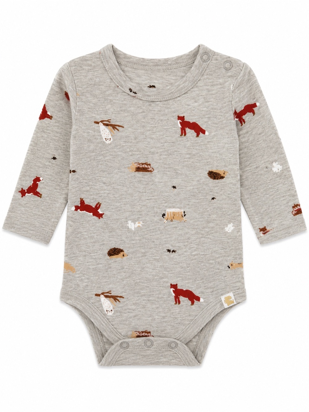 Rise Little Earthling Grey Long-Sleeve One-Piece with Red Fox Print
